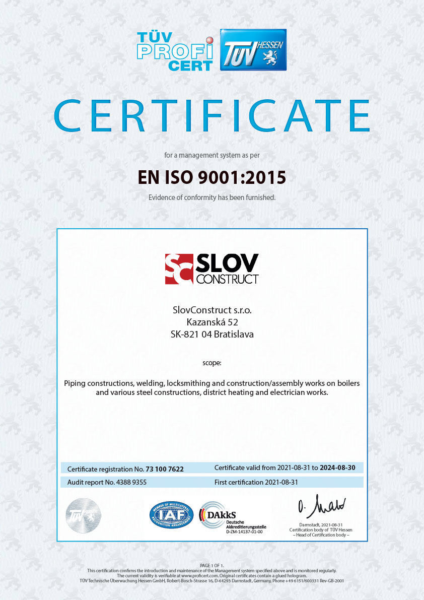SlovConstruct – ISO 9001-1